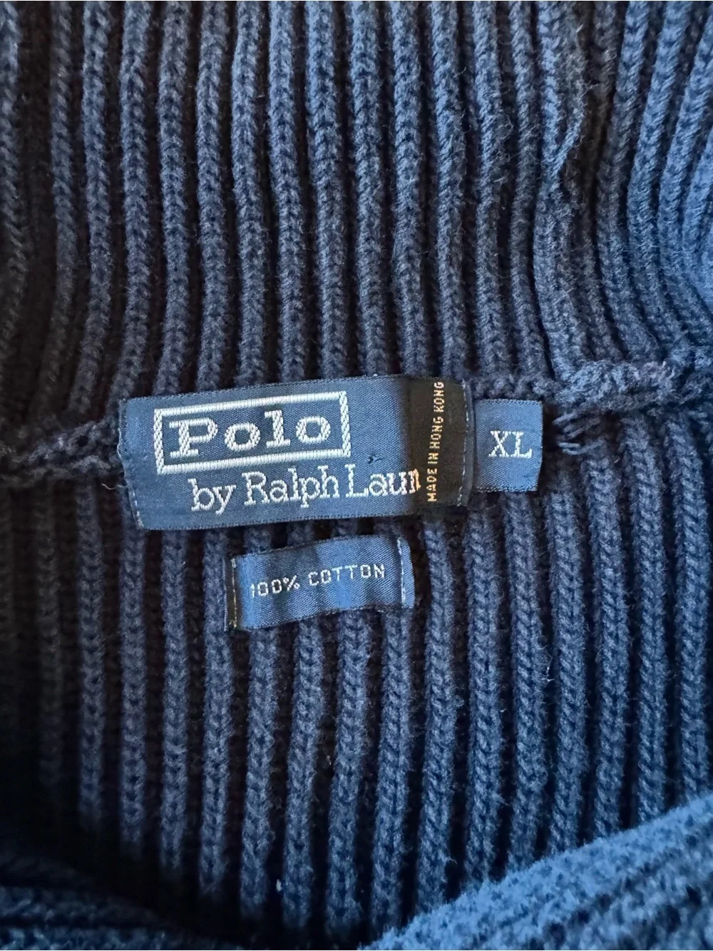 Polo Ralph Lauren Black Rib Knit Hoodie Sweater Men’s XL 100% Cotton